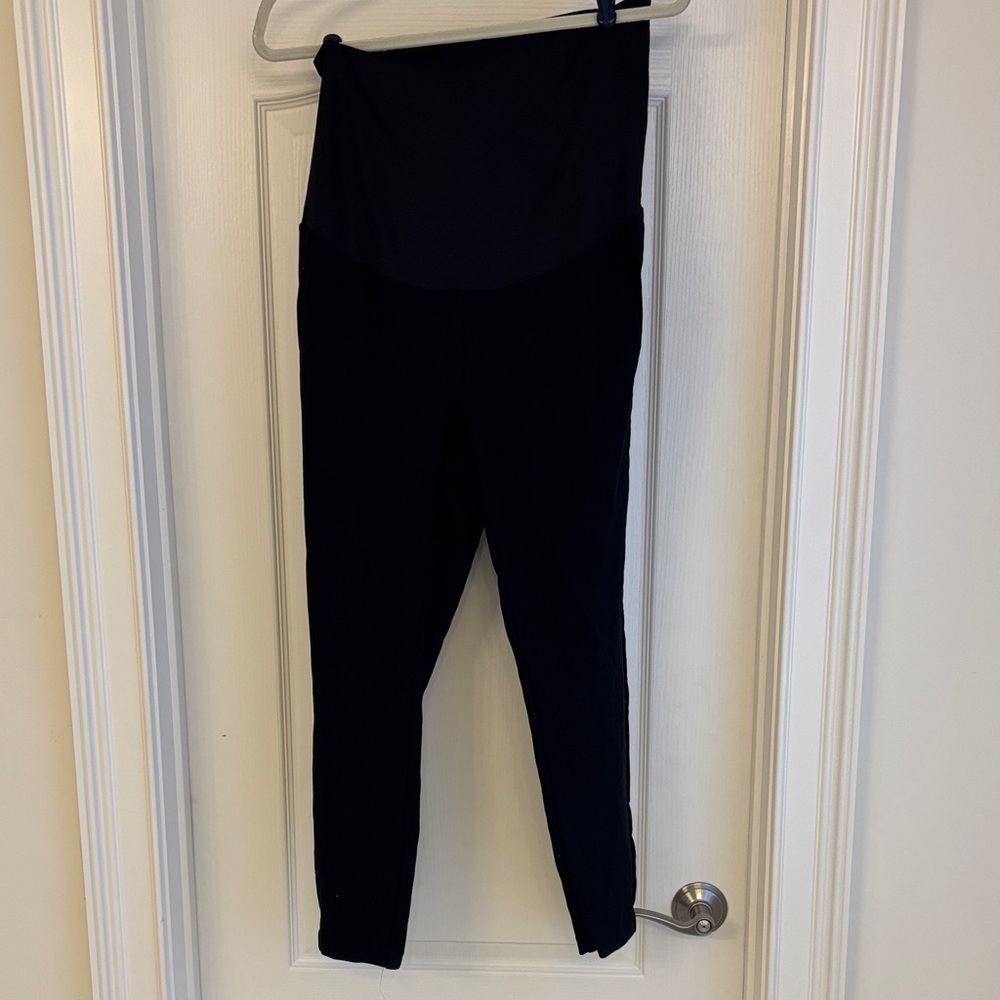 LOFT Black Maternity Pants with Velvet Stripe Detail